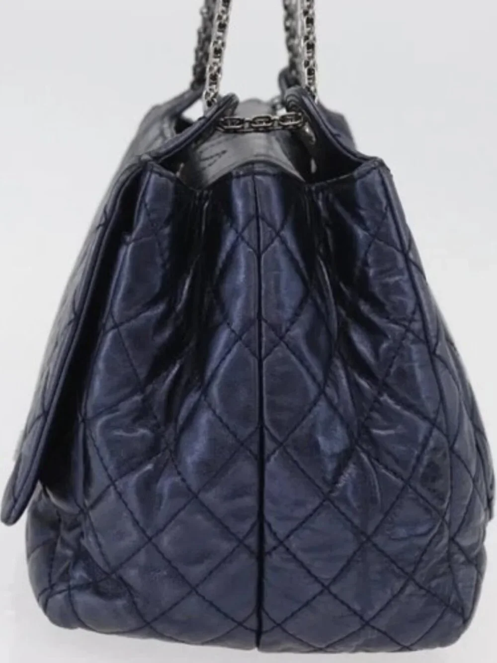 CHANEL Matelasse Chain Shoulder Bag Leather Blue Silver CC Auth ki6660A